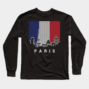 Paris France Skyline Flag Long Sleeve T-Shirt